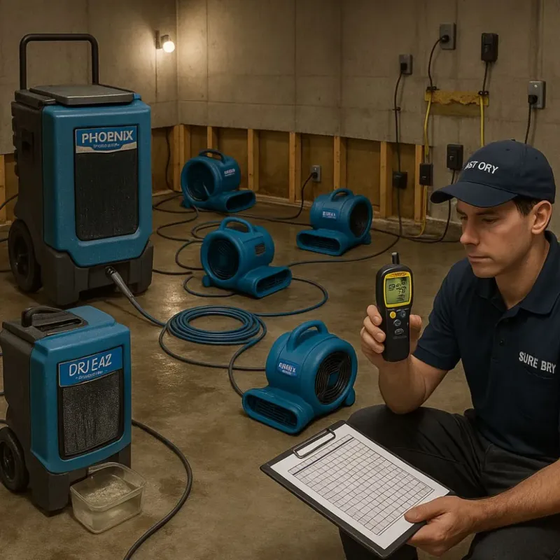 Structural Drying and Dehumidification process in Chadbourn, NC